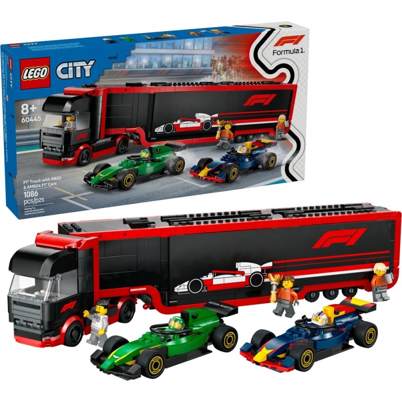 60445 Lego City Грузовик F1 с гоночными автомобилями RB20 и AMR24 F1