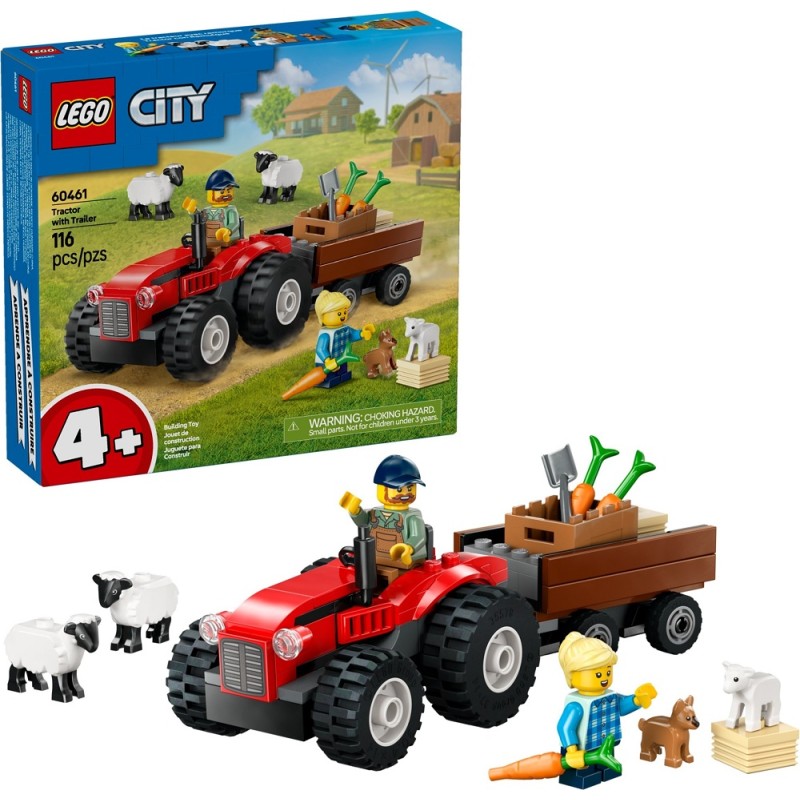 60461 Lego City Красный фермерский трактор с прицепом и овцами